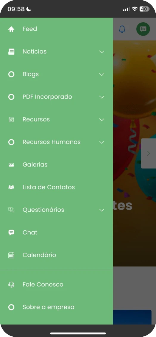 News feed segmented by area