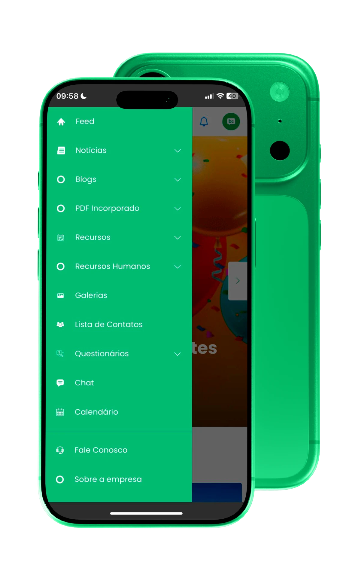 Mockup of the B2 internal communication app