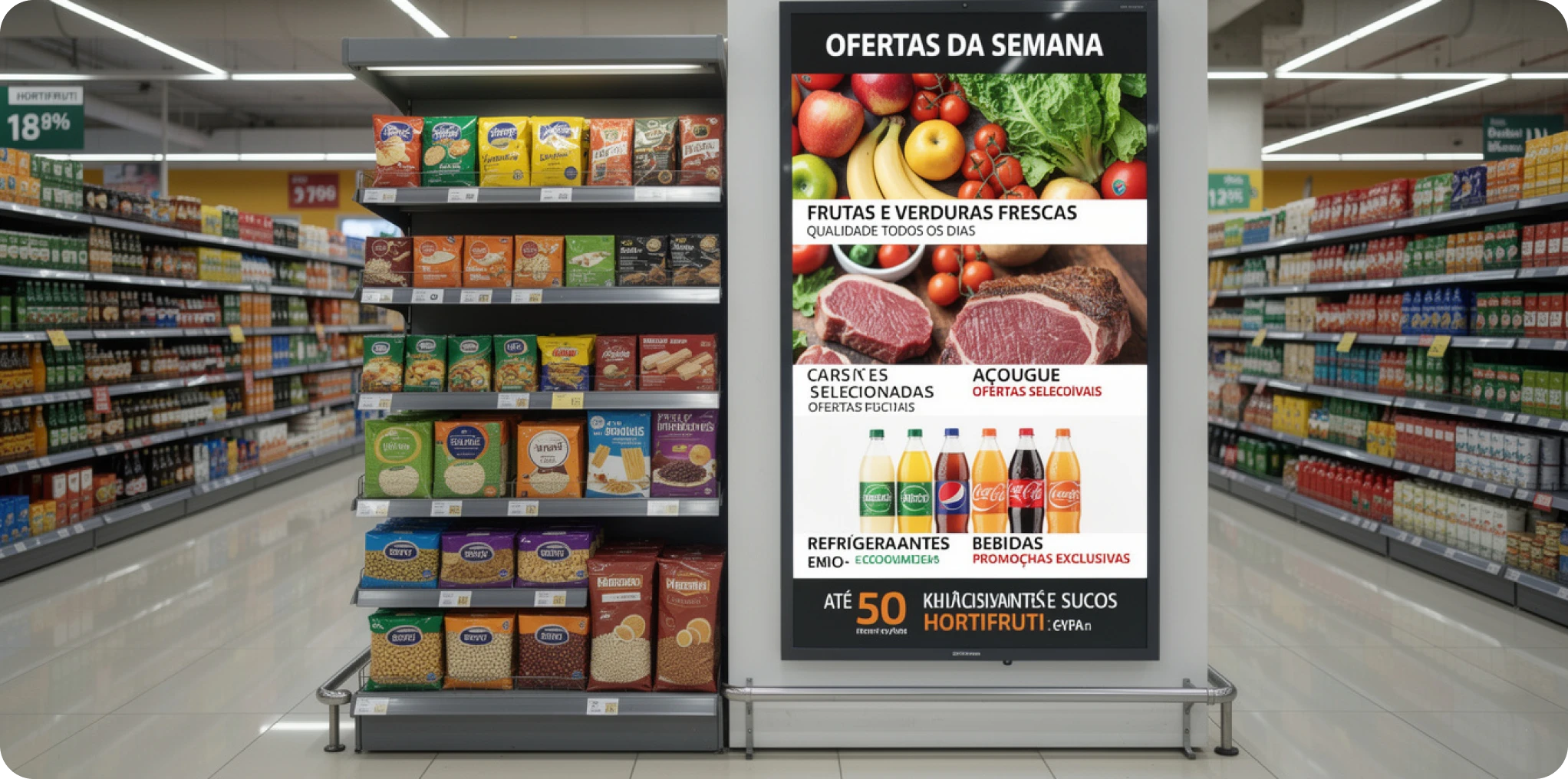 Display on a supermarket shelf